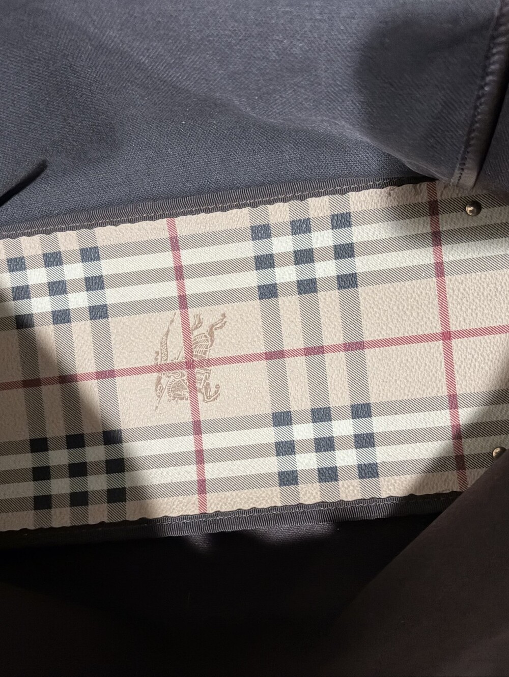 Vintage Burberry Haymarket Check Plaid Shoulder Tote W/Dk Brown Leather Straps - Picture 9 of 16